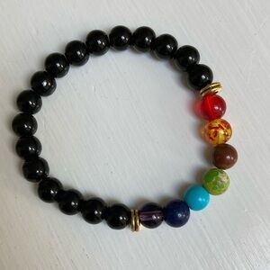 Bracelet, Black Lava Chakra, Stretch